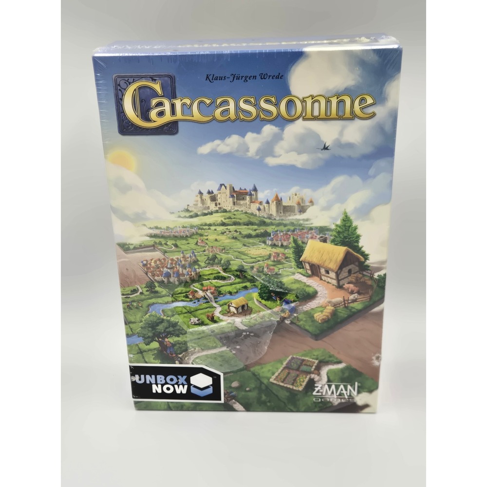 Carcassonne Board Game Z-Man Games New Sealed Includes River & Abbot Expansions